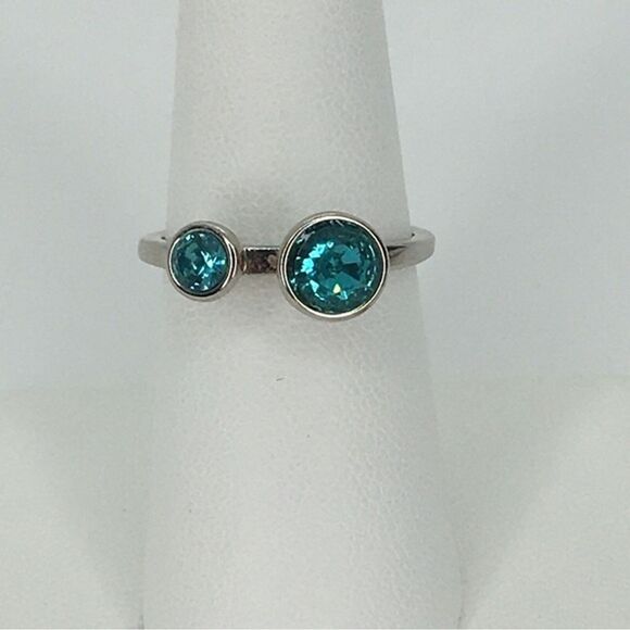 Vintage NVC Nataliya V.‎ Collister Ring Silver Teal Mother Child Estate Sz. 7 - Picture 2 of 5